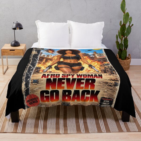 Item preview, Afro Spy Woman Never Go Back Retro VHS Action Movie Badass Black Girl designed and sold by FilMate.