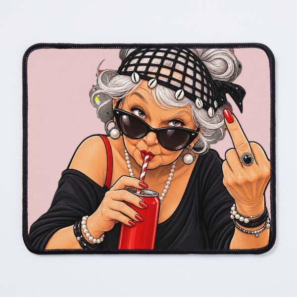 Item preview, Funny Sassy Old Lady with Middle Finger designed and sold by charmaroundyou.