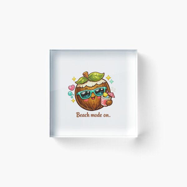 Item preview, Beach Mode On Coconut Pastel Kawaii Tropical Chill Fruit Art designed and sold by Sommium .