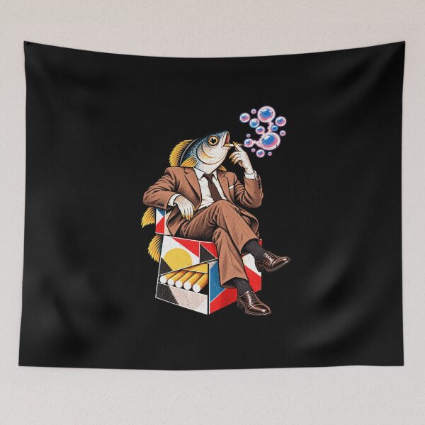 Item preview, Fish Head Smoker On A Cigarette Pack designed and sold by elderberry.