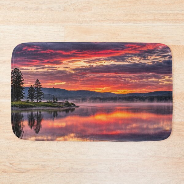 Item preview, Crimson Sunset Over Misty Lake designed and sold by Wild Bloom Paws.
