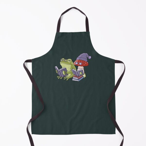 Item preview, Frog reading book with mushroom cottagecore illustration designed and sold by LeshanArt.