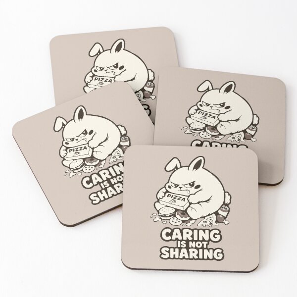 Item preview, Caring Is Not Sharing Bunny Sticker – Pizza Hoarder Rabbit designed and sold by MalisoStickers.