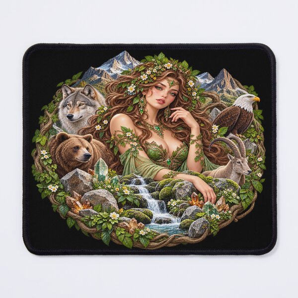 Item preview, Earth Goddess – Mountain Spirit and Wild Animals designed and sold by TroviTutto.
