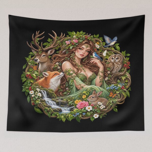 Item preview, Nature Goddess – Enchanted Forest and Wild Animals designed and sold by TroviTutto.