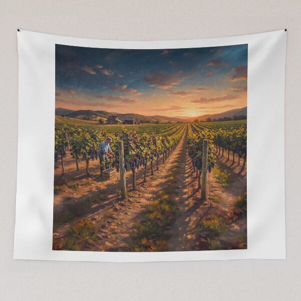 Item preview, Vineyard Harvest At Sunset designed and sold by Home Decor Art.