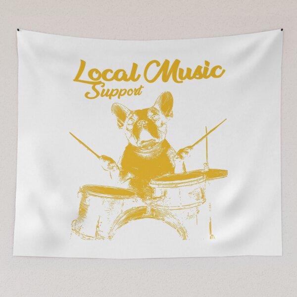 Item preview, Support Local Music  Boston Terrier Playing Drums Lover Birthday Party designed and sold by MathiasFuchs.