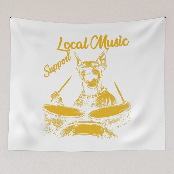 Item preview, Support Local Music Cute Doberman Playing Drums Funny Music Dog  Birthday Party Funny Meme designed and sold by MathiasFuchs.