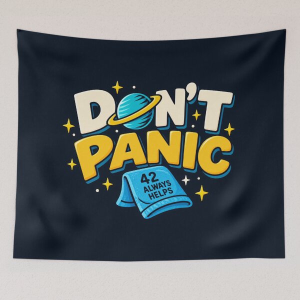 Aperçu de l'œuvre Don't Panic 42 Aide Toujours Serviette créée et vendue par yinon-h.