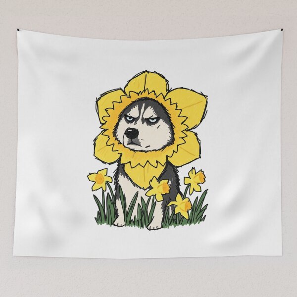 Item preview, Angry Husky Flower Funny Dog Design designed and sold by MonkiFlipp.