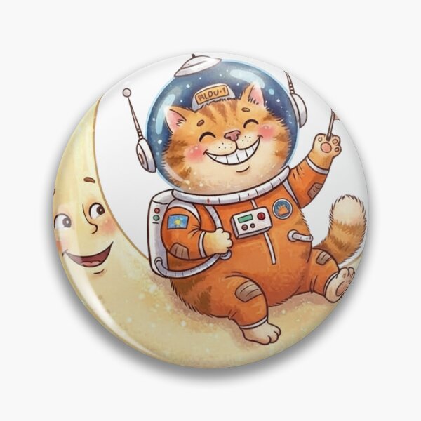 Item preview, cat on moon designed and sold by CreativeNest Prints.