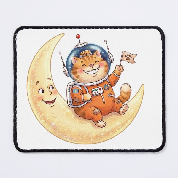 Item preview, cat on moon designed and sold by CreativeNest Prints.