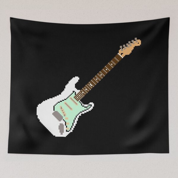 Item preview, White Pixel Art Stratocaster Guitar - 8-Bit Retro designed and sold by OpenTabsDesigns.