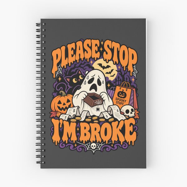 Item preview, Please Stop I’m Broke Funny Halloween Ghost designed and sold by EveryTeeTale.