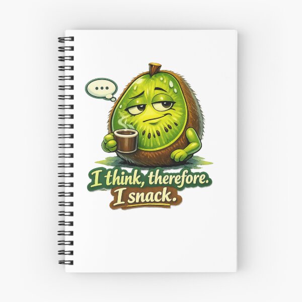 Item preview, I Think Therefore I Snack – Funny Kiwi Pastel Cartoon Art designed and sold by Sommium .