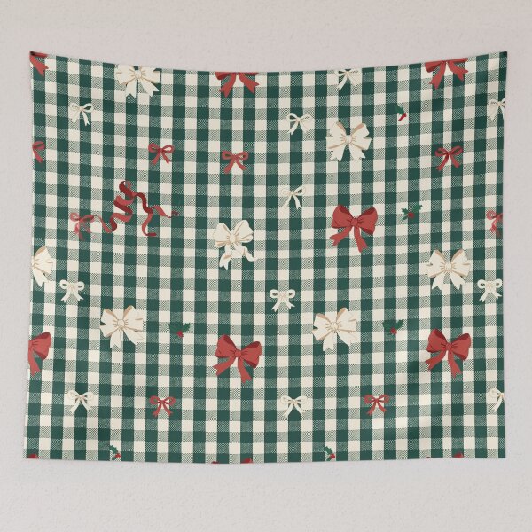 Item preview, Green Gingham Christmas Bow Pattern designed and sold by PunchDrop.