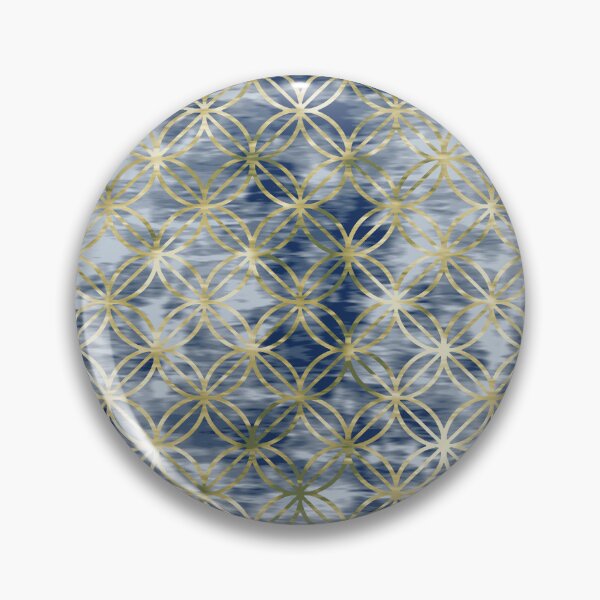 Item preview, Golden Geometric Sacred Pattern on Blue Tie Dye Texture designed and sold by AhmedMoElesawy.