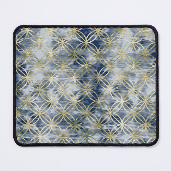 Item preview, Golden Geometric Sacred Pattern on Blue Tie Dye Texture designed and sold by AhmedMoElesawy.
