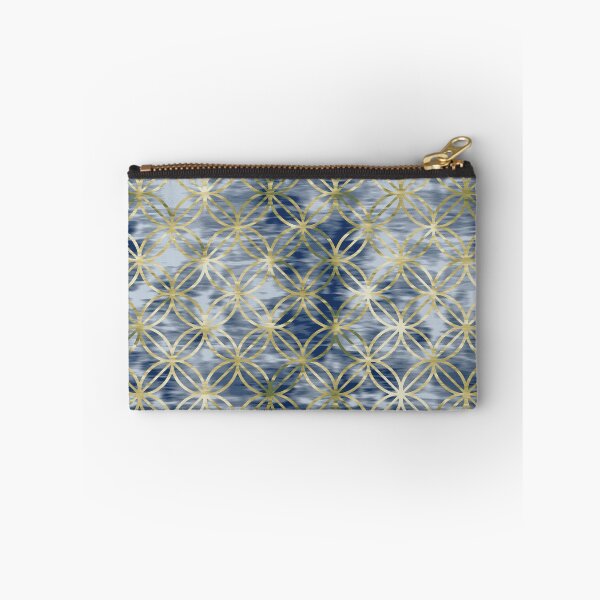 Item preview, Golden Geometric Sacred Pattern on Blue Tie Dye Texture designed and sold by AhmedMoElesawy.