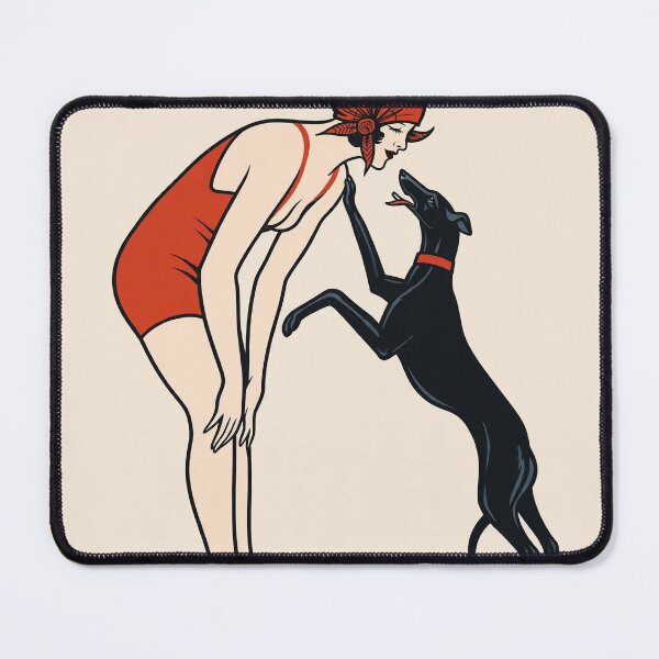 Item preview, vintage 1920s illustration from the French magazine bathing beauty and a greyhound designed and sold by Dodecahedronpix.