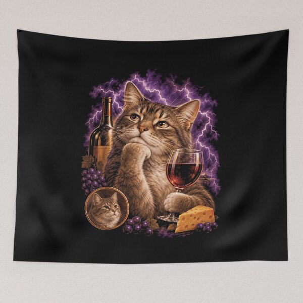 Item preview, Wine Lover Cat Funny Wine Glass Wine Tasting designed and sold by LuminOrb.