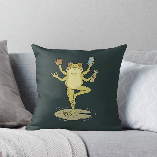 Item preview, Frog yogi yoga pose on water lily leaf cottagecore illustration designed and sold by LeshanArt.