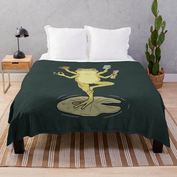 Item preview, Frog yogi yoga pose on water lily leaf cottagecore illustration designed and sold by LeshanArt.
