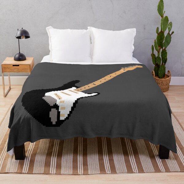 Item preview, Black Pixel Art Stratocaster Guitar - 8-Bit Retro designed and sold by OpenTabsDesigns.