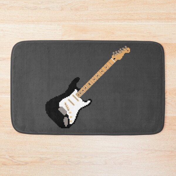 Item preview, Black Pixel Art Stratocaster Guitar - 8-Bit Retro designed and sold by OpenTabsDesigns.