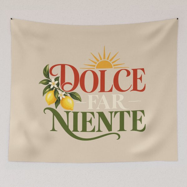 Item preview, Dolce Far Niente Sunburst Typography with Lemon Branch Illustration designed and sold by MetaModel Editions.