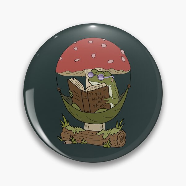 Item preview, Frog reading book in hammock mushroom cottagecore illustration designed and sold by LeshanArt.