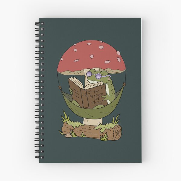 Item preview, Frog reading book in hammock mushroom cottagecore illustration designed and sold by LeshanArt.