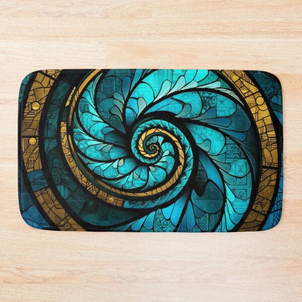 Item preview, Māori Koru Spiral Stained Glass Turquoise Gold New Zealand designed and sold by GrinGalore.