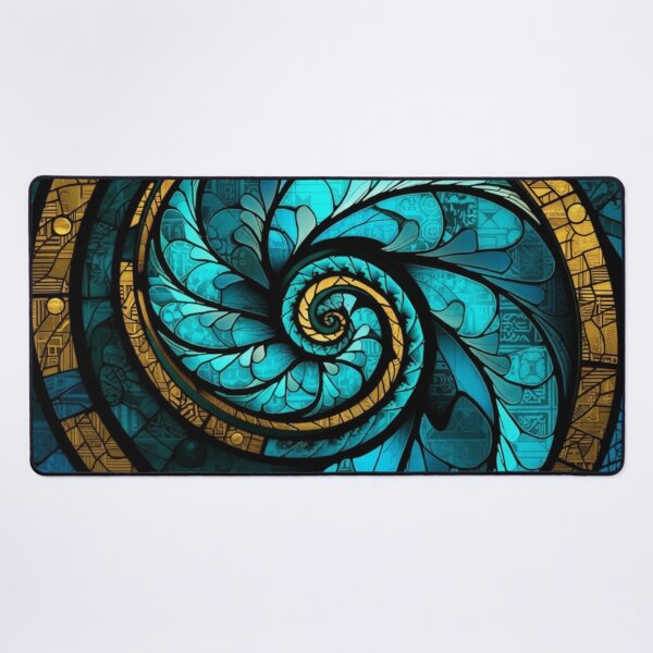 Item preview, Māori Koru Spiral Stained Glass Turquoise Gold New Zealand designed and sold by GrinGalore.