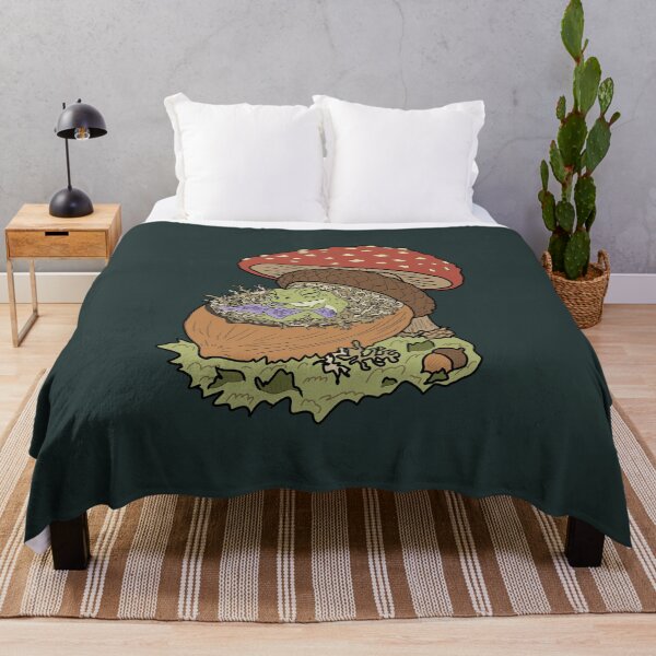 Item preview, Frog sleeping in acorn mushroom cottagecore illustration designed and sold by LeshanArt.
