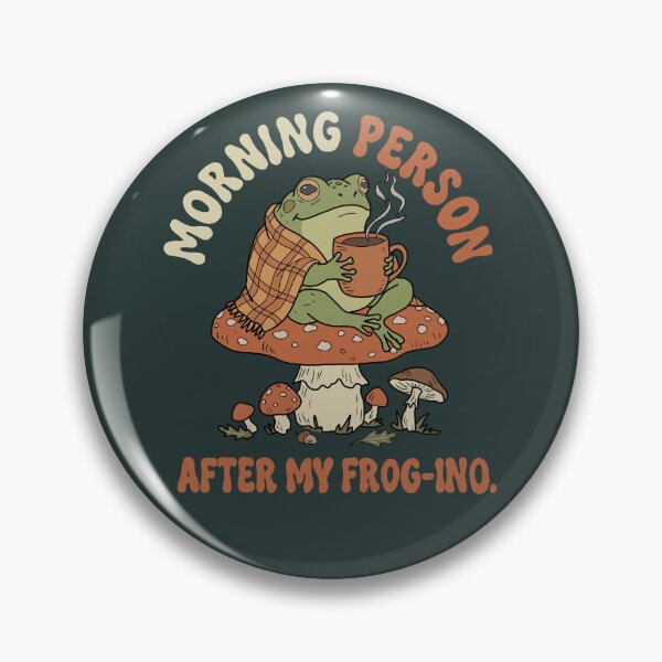 Item preview, Frog drinking coffee on mushroom cottagecore illustration designed and sold by LeshanArt.
