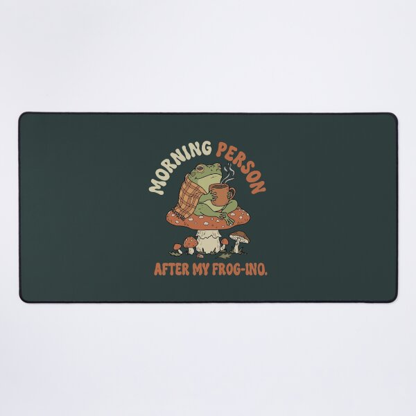 Item preview, Frog drinking coffee on mushroom cottagecore illustration designed and sold by LeshanArt.