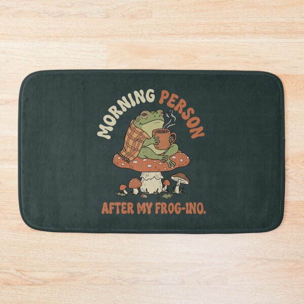 Item preview, Frog drinking coffee on mushroom cottagecore illustration designed and sold by LeshanArt.
