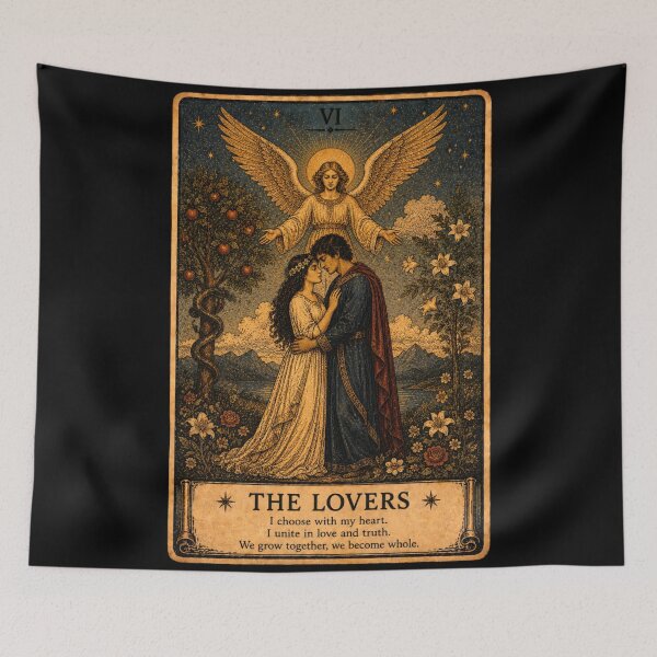 Item preview, The Lovers Tarot Card - Vintage Sacred Connection Tarot Illustration designed and sold by ArcanaAbsolute.