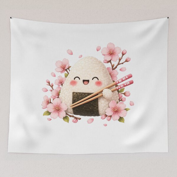 Artikelvorschau, Kawaii japanische Onigiri mit Essstäbchen entworfen und verkauft von ichiyori.