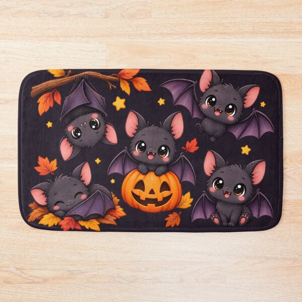 Item preview, Cute Halloween Bats with Pumpkin and Autumn Leaves designed and sold by blankTeeShirt.