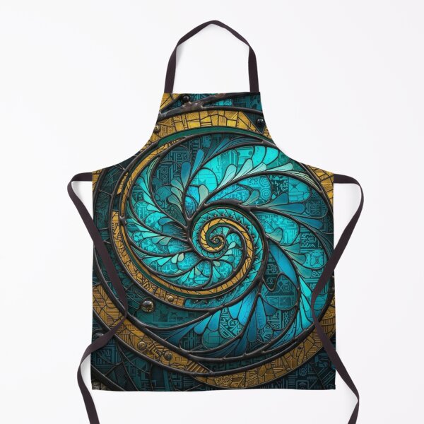 Artikelvorschau, Māori Koru Spiral Buntglas Türkis Gold Stammesmuster entworfen und verkauft von GrinGalore.