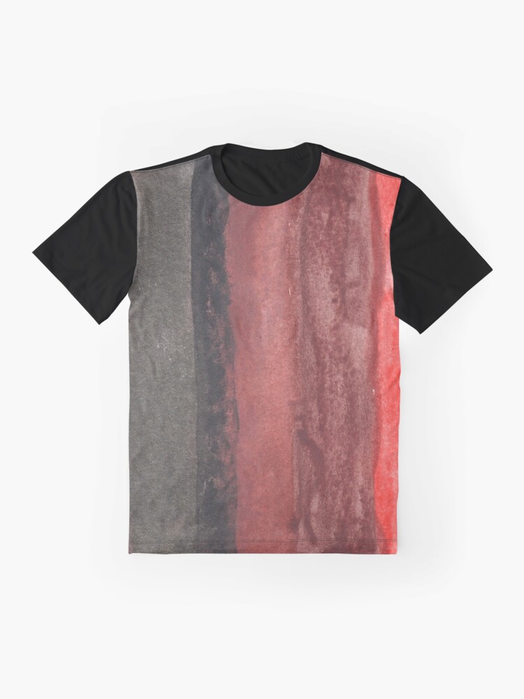 Alternate view of Vertical Red and Black Stripe Watercolor Painting Graphic T-Shirt