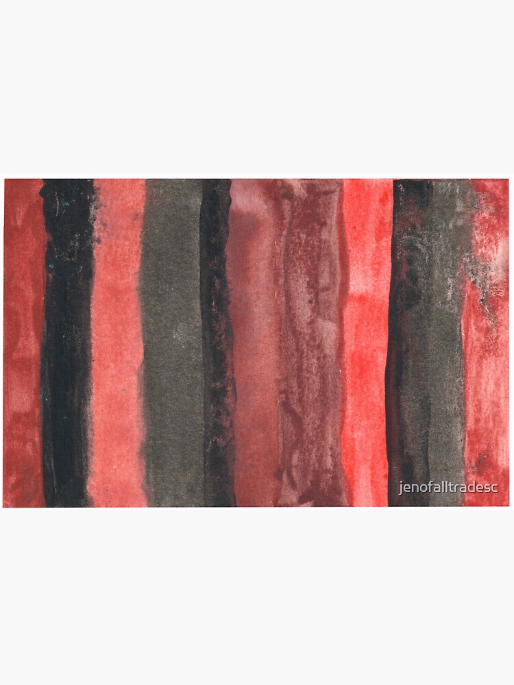 Vertical Red and Black Stripe Watercolor Painting by jenofalltradesc