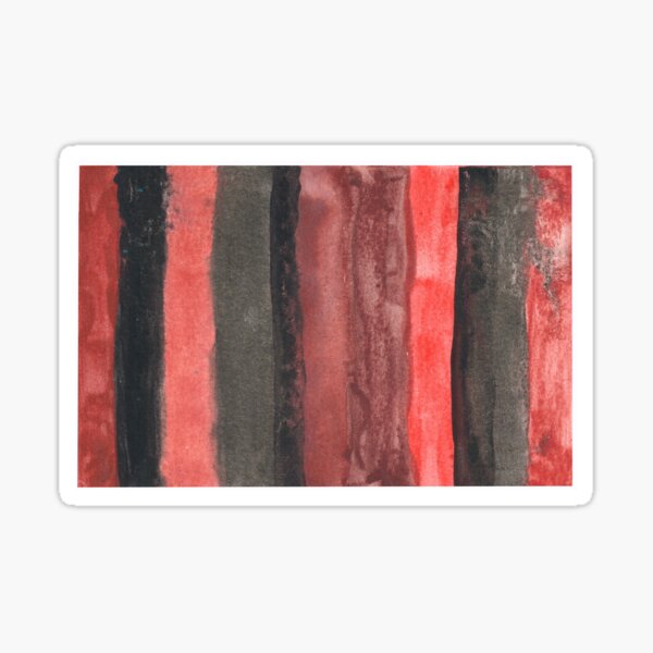 Vertical Red and Black Stripe Watercolor Painting Sticker