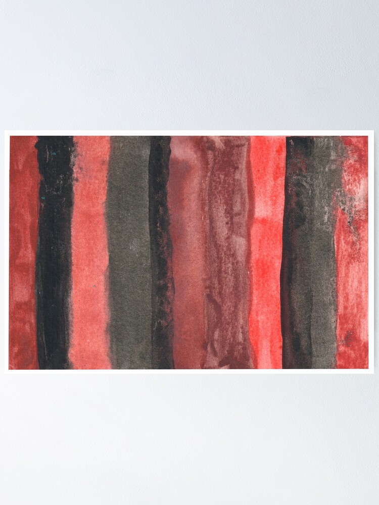 Alternate view of Vertical Red and Black Stripe Watercolor Painting Poster