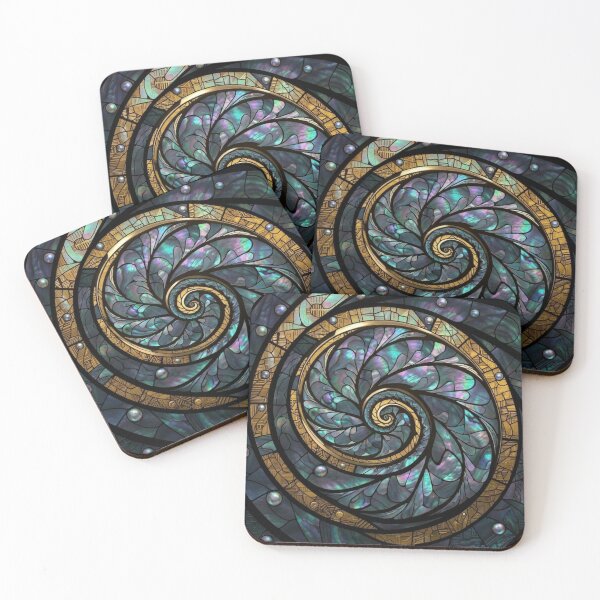 Item preview, Iridescent Maori Koru Spiral Stained Glass Paua Shell Art designed and sold by GrinGalore.