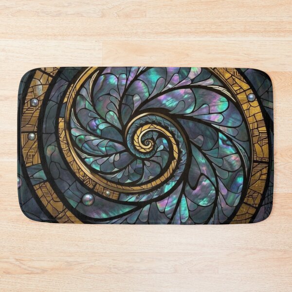 Item preview, Iridescent Maori Koru Spiral Stained Glass Paua Shell Art designed and sold by GrinGalore.