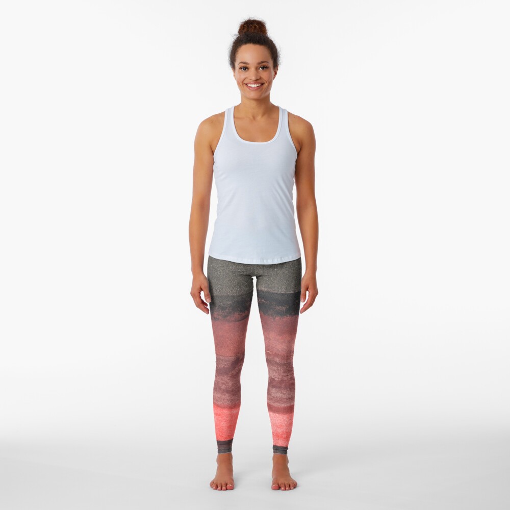 Vertical Red and Black Stripe Watercolor Painting Leggings