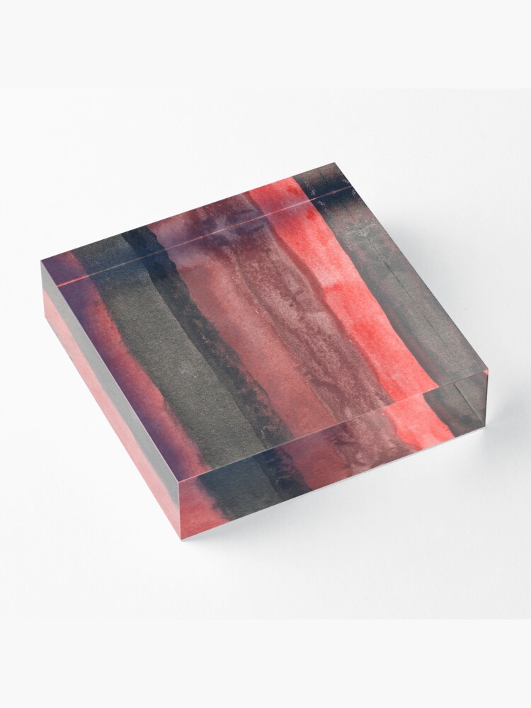 Alternate view of Vertical Red and Black Stripe Watercolor Painting Acrylic Block